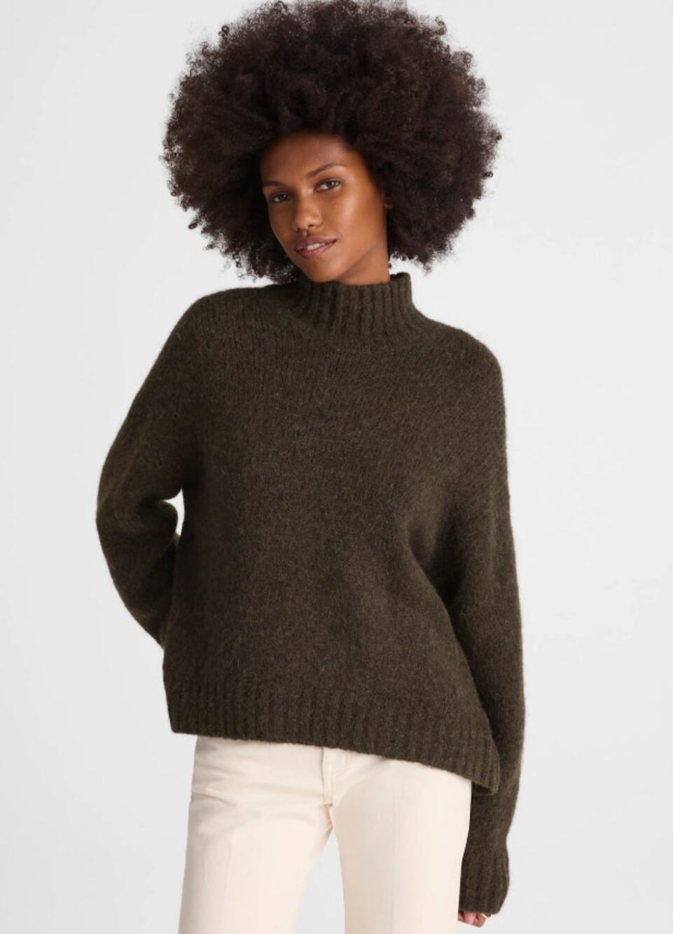 NWT Madewell Fluffy Wool Balham Sweater Alpaca-Blend Turtleneck Olive Green XS